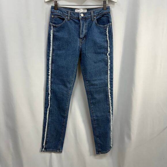 IRO Jeans Straight Leg Button Fly Mid Rise Fringe Denim Jeans 26 - Picture 1 of 7